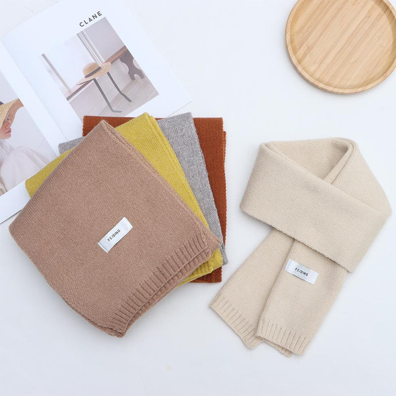 Woman Knitting Autumn Winter Long Keep Warm Shawl Solid Color Bib Scarf