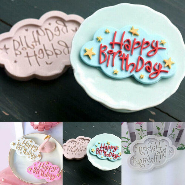 Happy Birthday Cloud Silicone Mold Fondant Cake Chocolate Mould Baking Deco O7H8