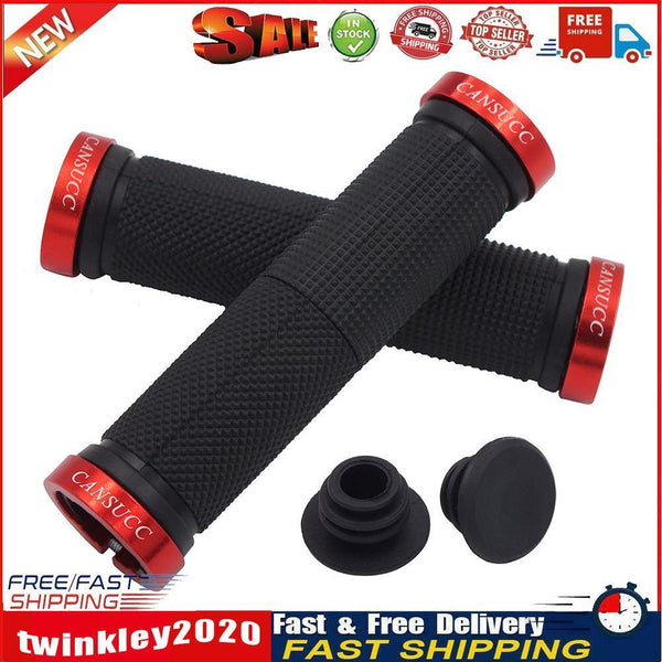 CANSUCC Rubber MTB Bike Handlebar Locking Cover w/ Plug Grip Covers (Red) Newly