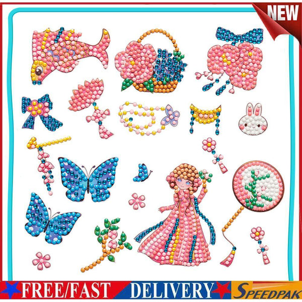 6pcs 5D Diamond Painting Stickers Kit DIY Cartoon Cup Phone Decor Kids (ST0 #F