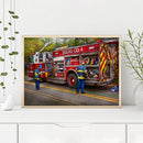 5D Diamond Painting DIY Fire Truck Full Round Drill Mosaic Rhinestone Picture