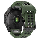 Silicone Sport Band for Garmin Fenix 7X/6X/5X 26mm (Military Green Black) Newly