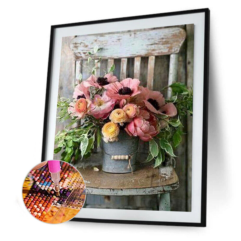 5D Flowers Vase Kit Full Square Drill Rhinestone DIY Diamond Painting Ornamen