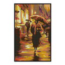 14CT Full Cross Stitch Walking in Rain Stamped DIY Printed Embroidery Kits