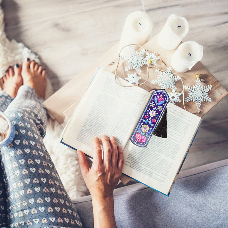 5D DIY Flower and Heart Bookmark Special Shaped Diamond Painting Bookmarks Newly