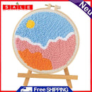 DIY Russian Poking Embroidery Hoop Soft Yarn Punch Needle Sewing Needlework Kit