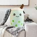 Child Bubble Tea Family Stuffed Plush Pillow Soft Cushion (Green Round) Newly
