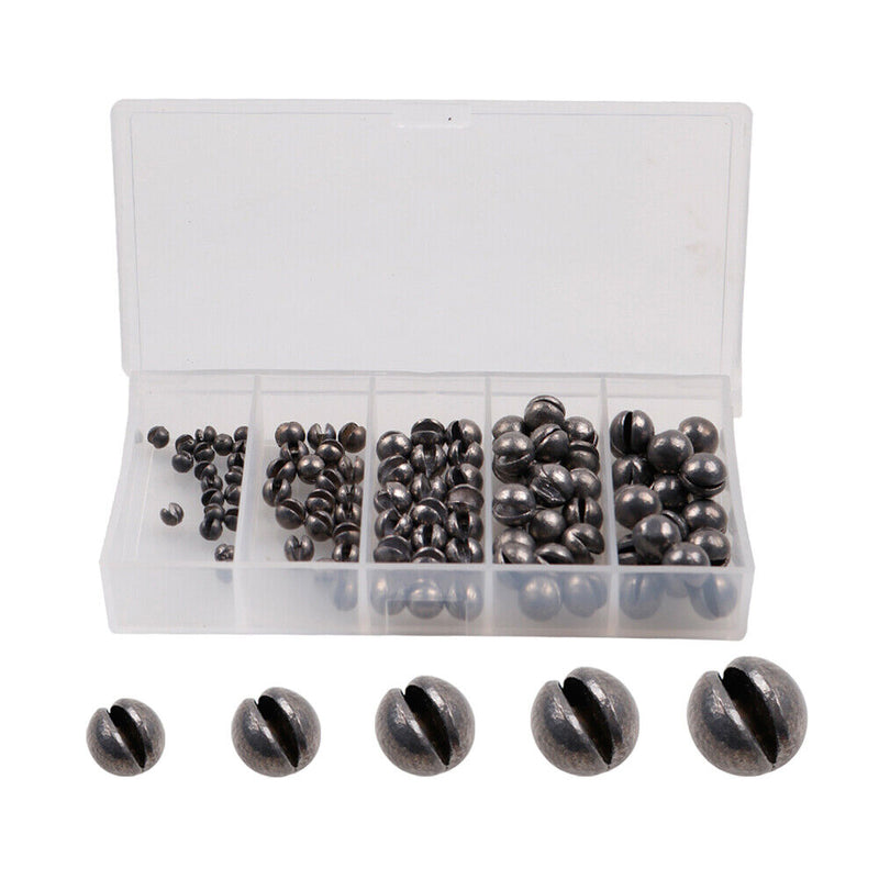 100pcs/box Open Bite Lead Fishing Clip Biting Round Plumb Bob Fish Tackle Gear