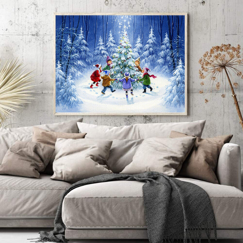 Christmas Tree Kids Oil Paint By Numbers DIY Wall Art Craft Home Decoration Gift