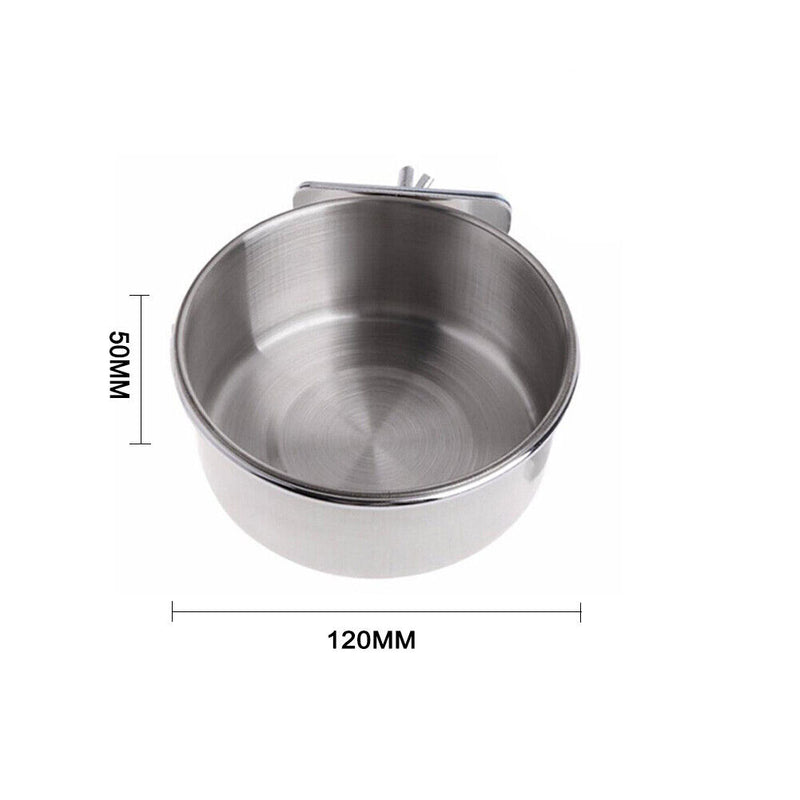 Stainless Steel Pet Bowl Hanging Stationary Drinking Water Food Feeder (M) Newly