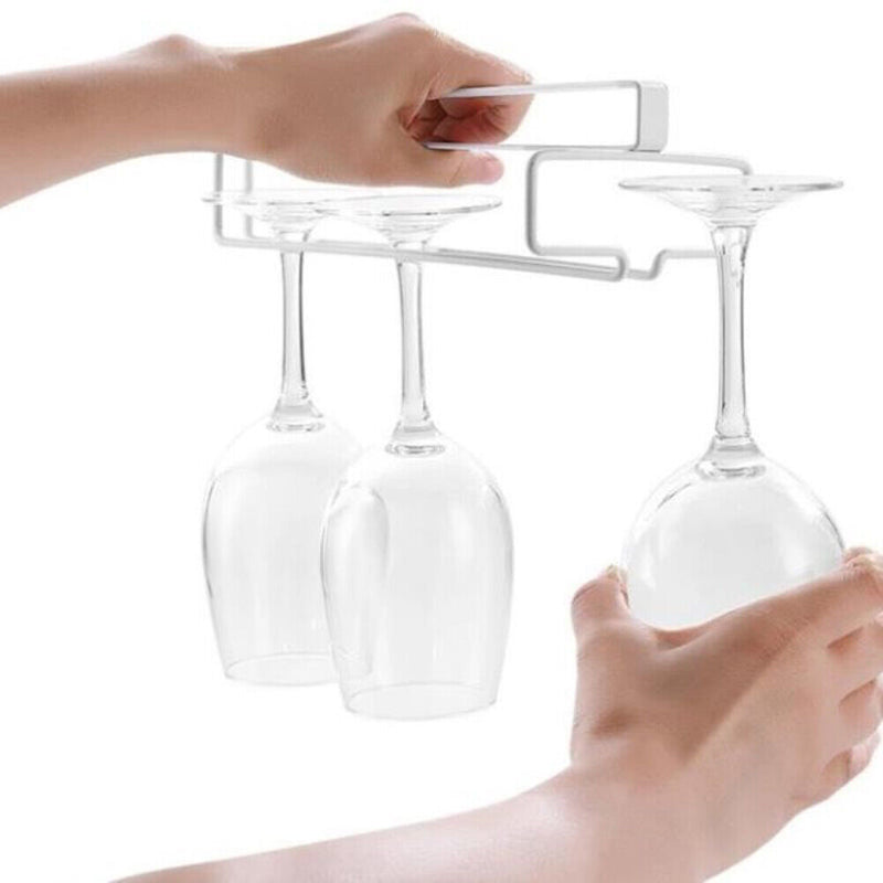 Home Wine Glass Holder Cabinet Stemware Organizer Rack Kitchen Tool (White)