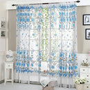 Peony Curtain Living Room Bedroom Home Door Window Curtain (Blue) Newly