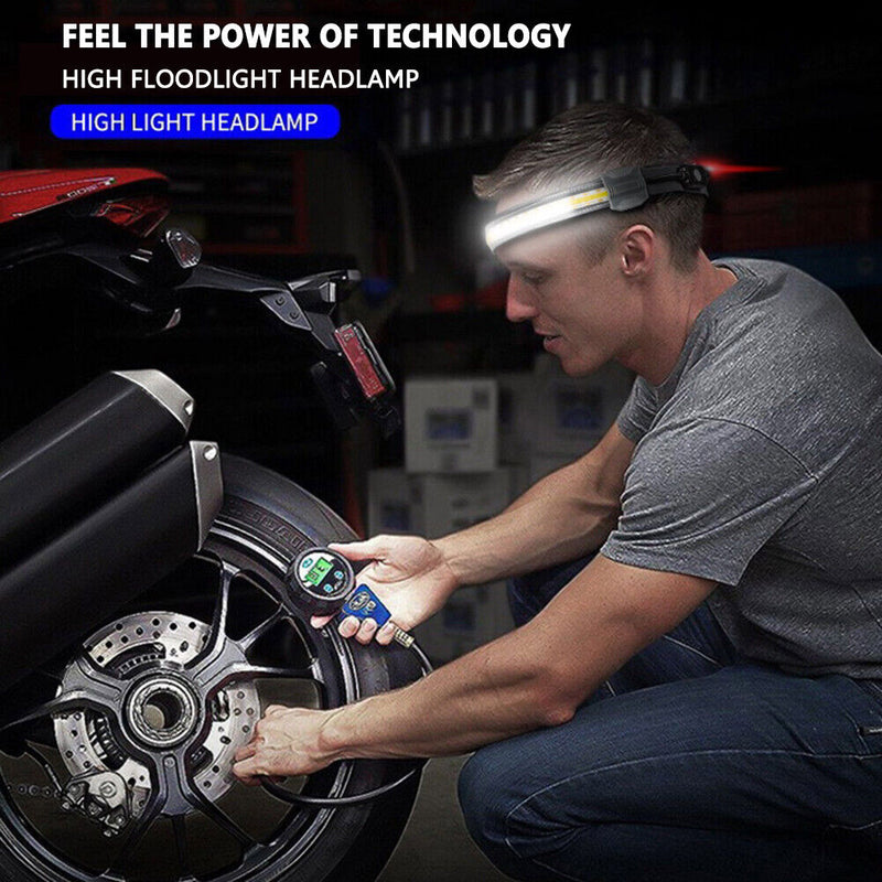 Waterproof LED COB Work Light Outdoor Cycling Camp Running Head Torch Headlamp