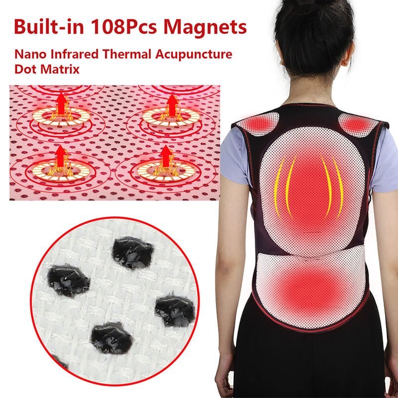 108 Magnets Heated Waistcoat with Neck Brace Joint Ache Warm Brace for Men Women