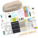 Stationery Storage Plush Pen Case Student School Cosmetic Organizer (White)