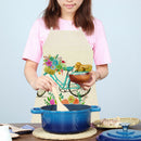 Kitchen Linen Apron Bike Print Home Restaurant Cooking Baking Bib Oil-proof