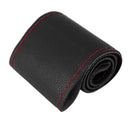 Car Steering Wheel Cover DIY Leather Cowhide Braid with Needles(Black)