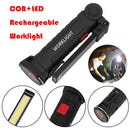 COB LED Flashlight Rechargeable Work Camping Torch Folding Night Light (L) Newly