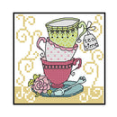 Tea Cup Partial Cross Stitch 11CT Counted Cotton Handmade Needlework Decor