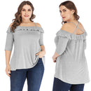 Summer Fashion Women Casual Off Shoulder Tops Loose Solid Color Female T-shirt