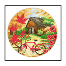 DIY 11CT Cross Stitch Stamped Fall Scenery Needlework Kit 35x35cm (5255) Newly