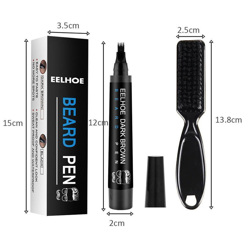 Four Prong Beard Filler Pencil Waterproof Moustache Coloring Pen (Black)