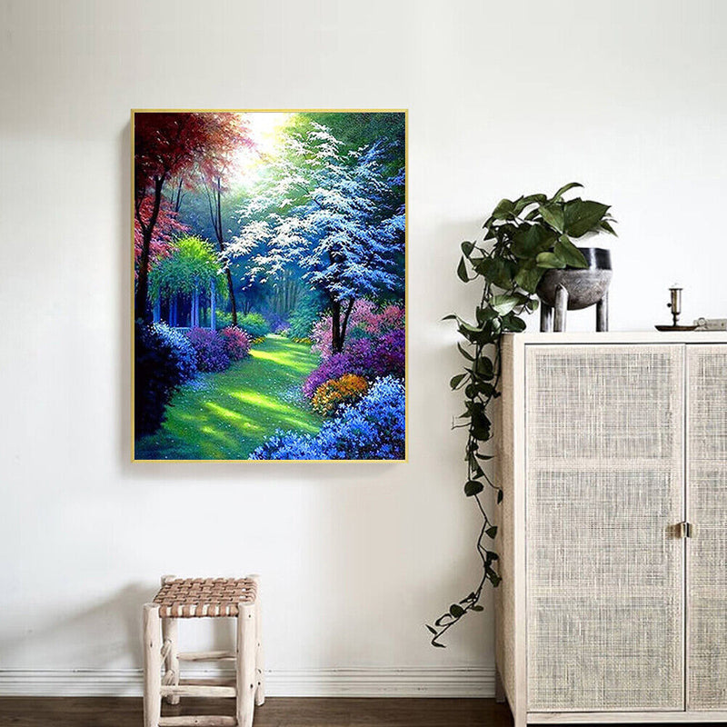 Colorful Woods Oil Paint By Numbers Kits DIY Handpainted on Canvas Wall Art