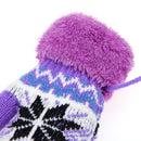 Casual Warm Unisex Children Knitted Elastic Ski Thickened Gloves(Purple)