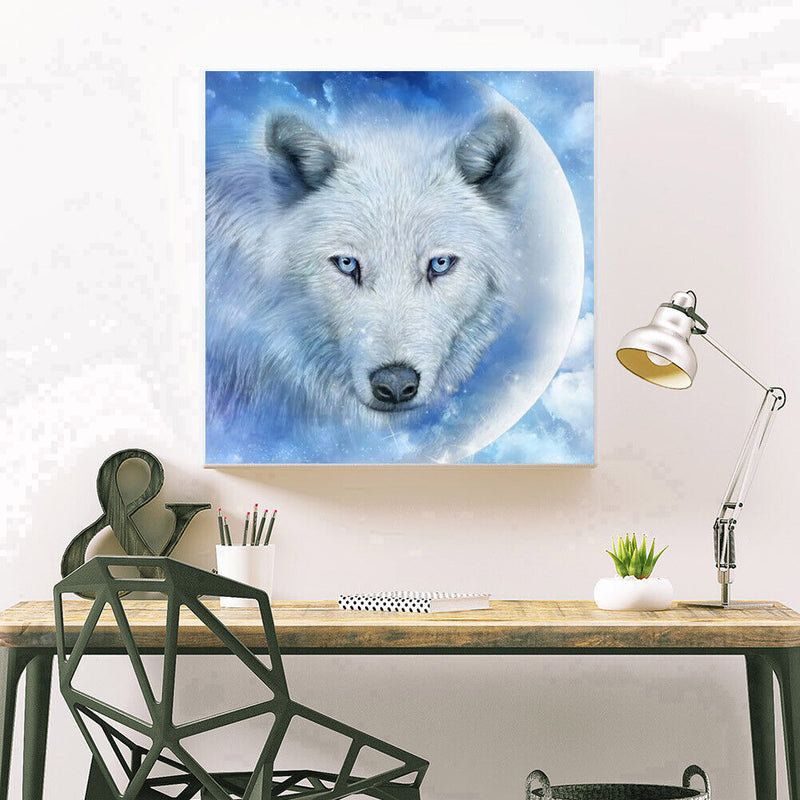5D Full Round Drill Mosaic Craft Picture DIY Snow Wolf Diamond Painting Poster