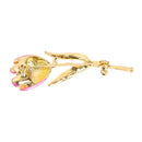 Tulip Flower Brooch Pin Crystal Rhinestone Women Costume Jewelry(Rose Red)