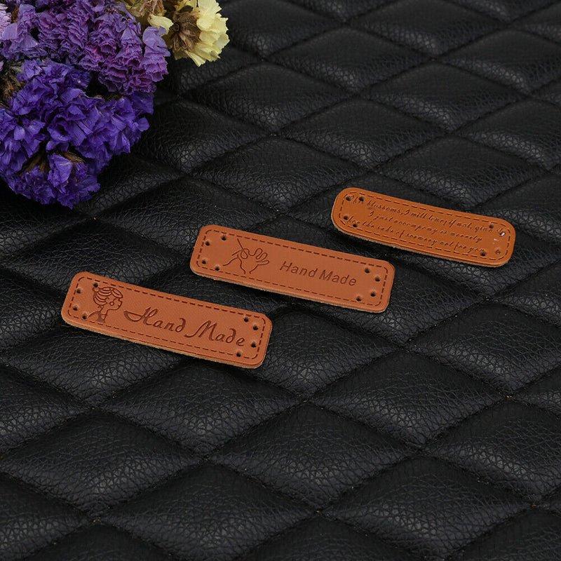 12pcs PU Leather Keywords on Clothing Garment Labels for Jeans Bag