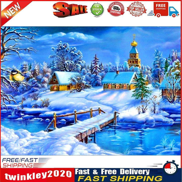 5D DIY Diamond Painting Snow View Cross Stitch Embroidery Rhinestones Kits Newly