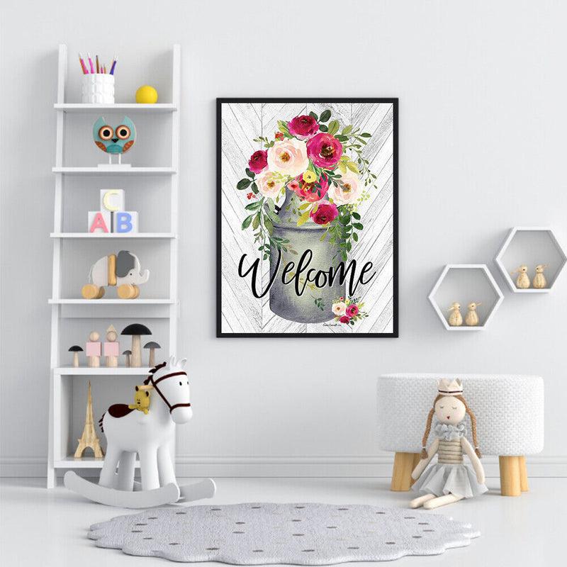 DIY Digital Picture Welcome Flowers Frameless Oil Painting By Number Handicraft
