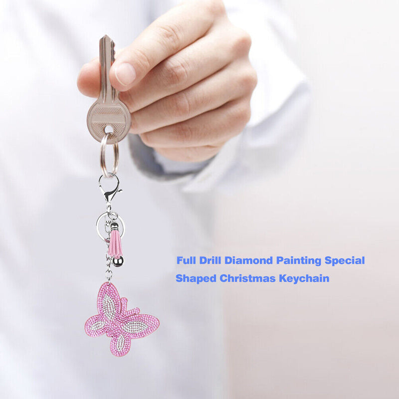 Full Drill Special Shaped Diamond Painting Butterfly Women Bag Keychain Gift