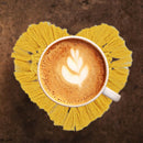 Pure Handmade Heart Love Macrame Cup Pad Cotton Rope Braid Mug Mat (Yellow)