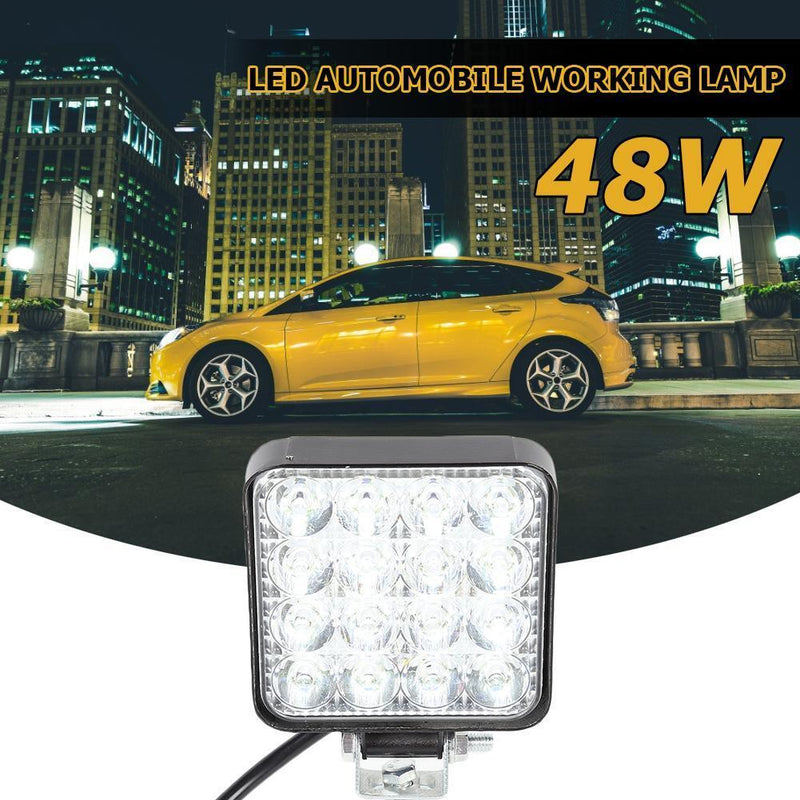 16LED Work Lamp 48W 2880LM 6500K IP67 Waterproof Square Car Truck Mini Spotlight