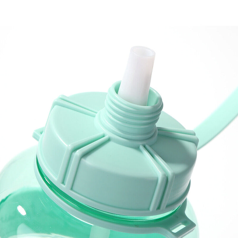 Portable Women Summer Gym Water Bottle Straw Large Capacity (Green 2000ml) Newly