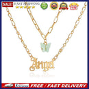 Multi-Layer Butterfly Pendant Acrylic Necklace for Women Letters Choker Jewel