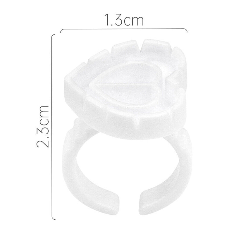 100pcs Heart Eyelash Extension Glue Ring Holder Eyelash Glue Cup (White)