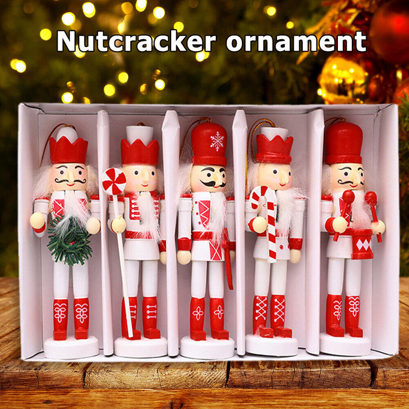 5pcs Walnut Soldier Wooden Ornaments Desktop Home Decorations Children Toys