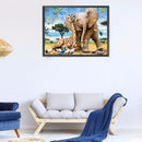 5D Full Round Drill Drawing Picture Elephant Giraffe Diamond Painting Ornam