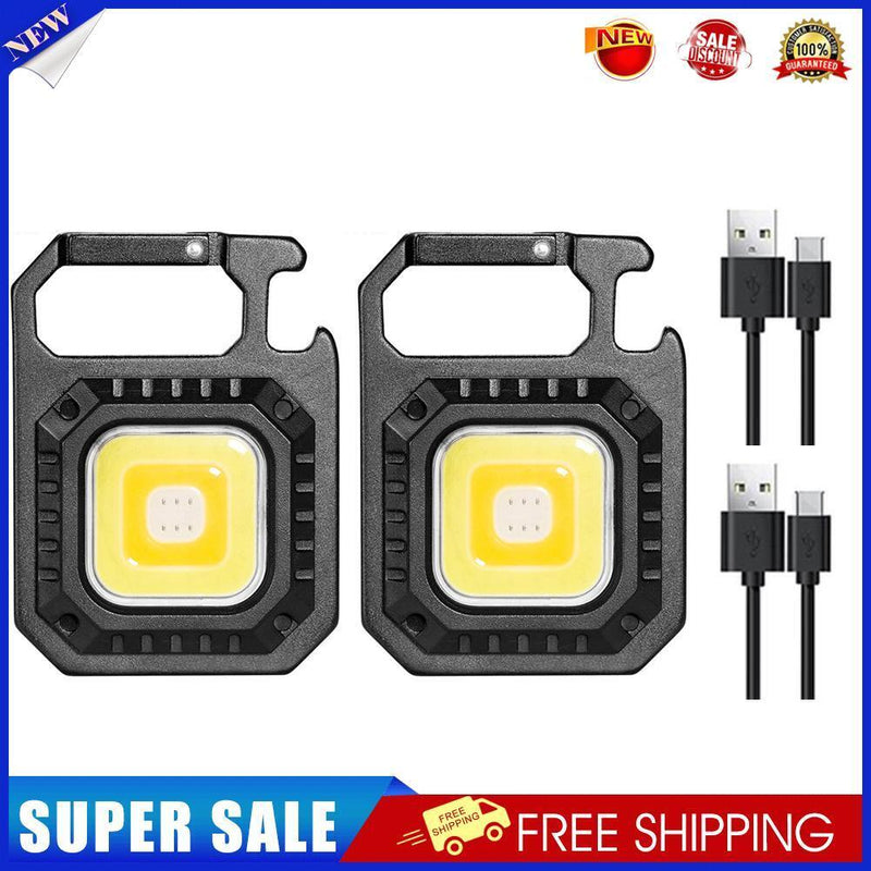 2x COB LED Mini Keychains Flashlight 500lm Waterproof Pocket Work Lamp (C)