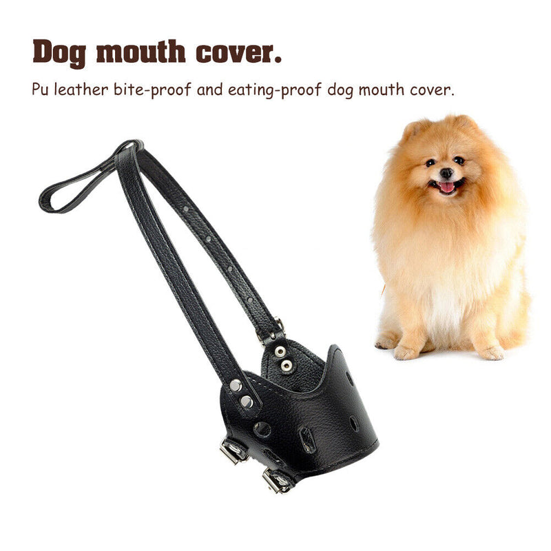 PU Leather Pet Dog Muzzle Grooming Anti Bark Bite Mouth Muzzles (Black XL) Newly