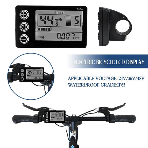 Electric Bike S866 24/36/48V Plug LCDDisplay For E-bike Scooter Part Waterproof