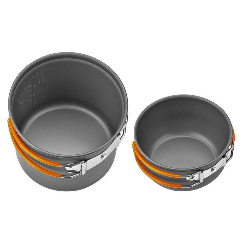 JUNERAIN DS-101 Outdoor Camping Cookware Set Portals Orange Handle Dishes T
