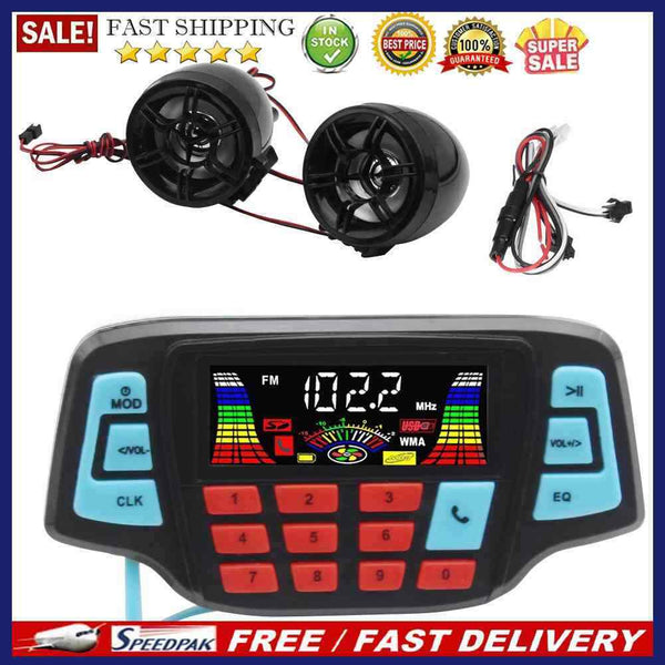 Waterproof Motorcycle Audio System USB TF Bluetooth-compatible FM Radio MP3
