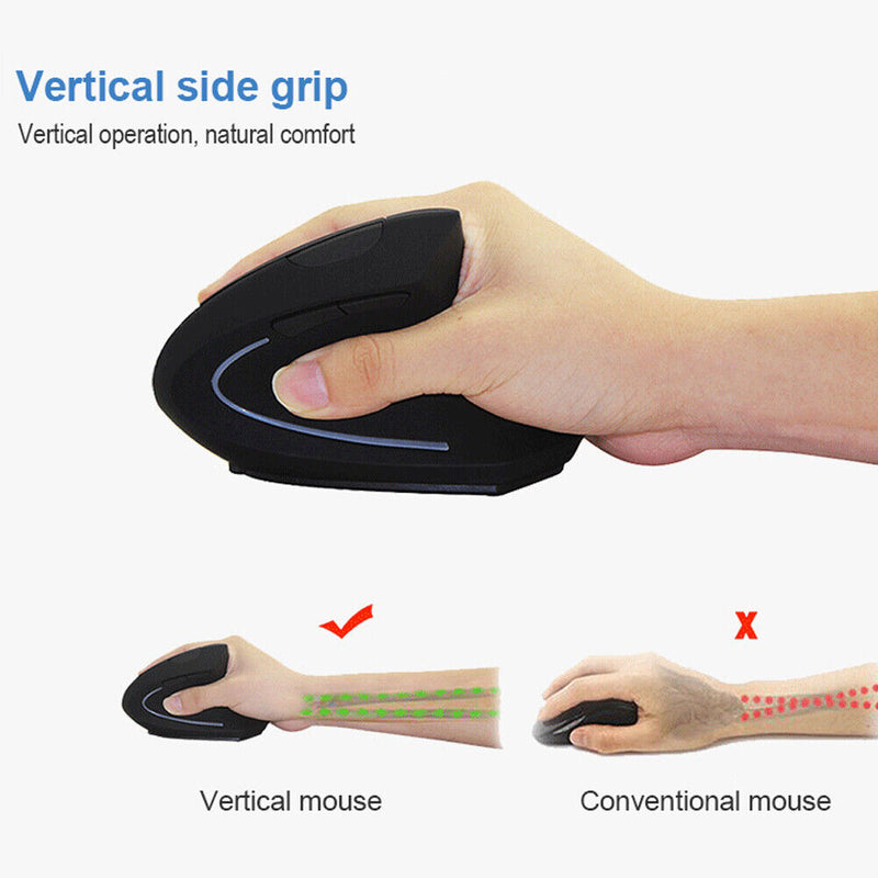 Mice 3 Gears 1600 DPI 2.4GHz Rechargeable Optical LED Wireless Vertical Mouse
