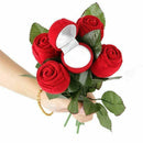 Valentine's Day Artificial Rose Flower Engagement Ring Gift n Desig Box D3L9