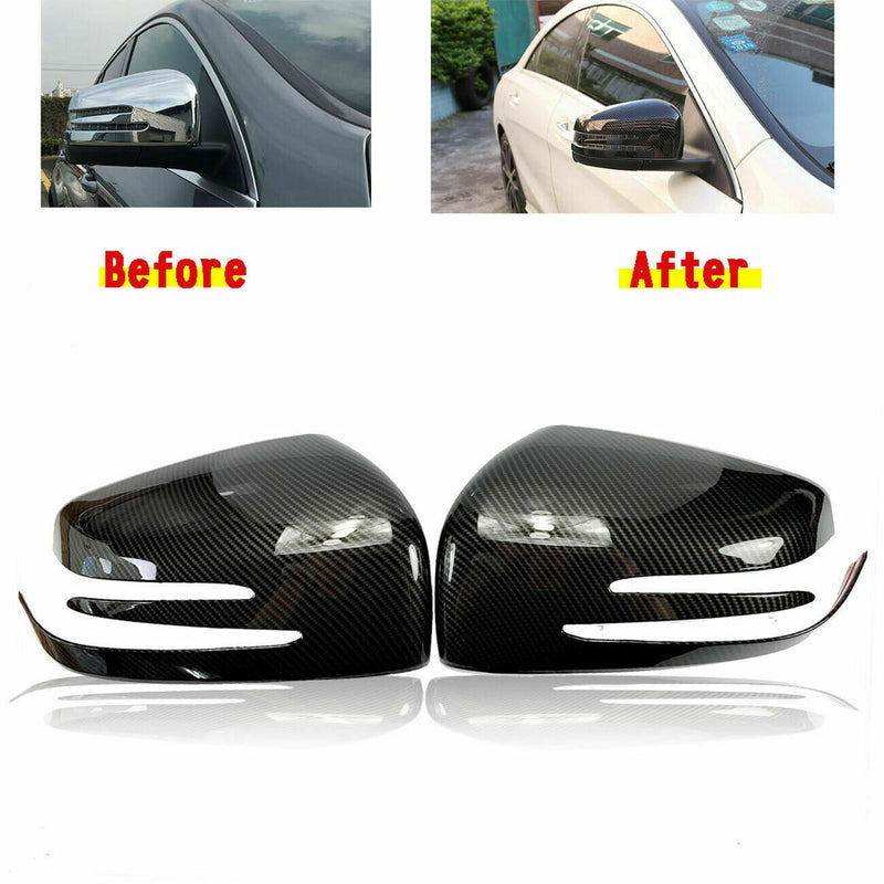 Carbon Fiber Side Mirror Cover Caps For Mercedes X204 W212 W176 W246 W204 C117