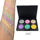 Popfeel 6 Colors Long-lasting Glitter Eyeshadow Pallete Eye Shadow (EK07)